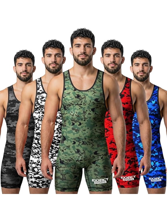 Digital Camouflage Men's Wrestling Singlet, High-Performance Powerlifting Singlet, Wrestling Singlets for Men (AL, Green Camo)