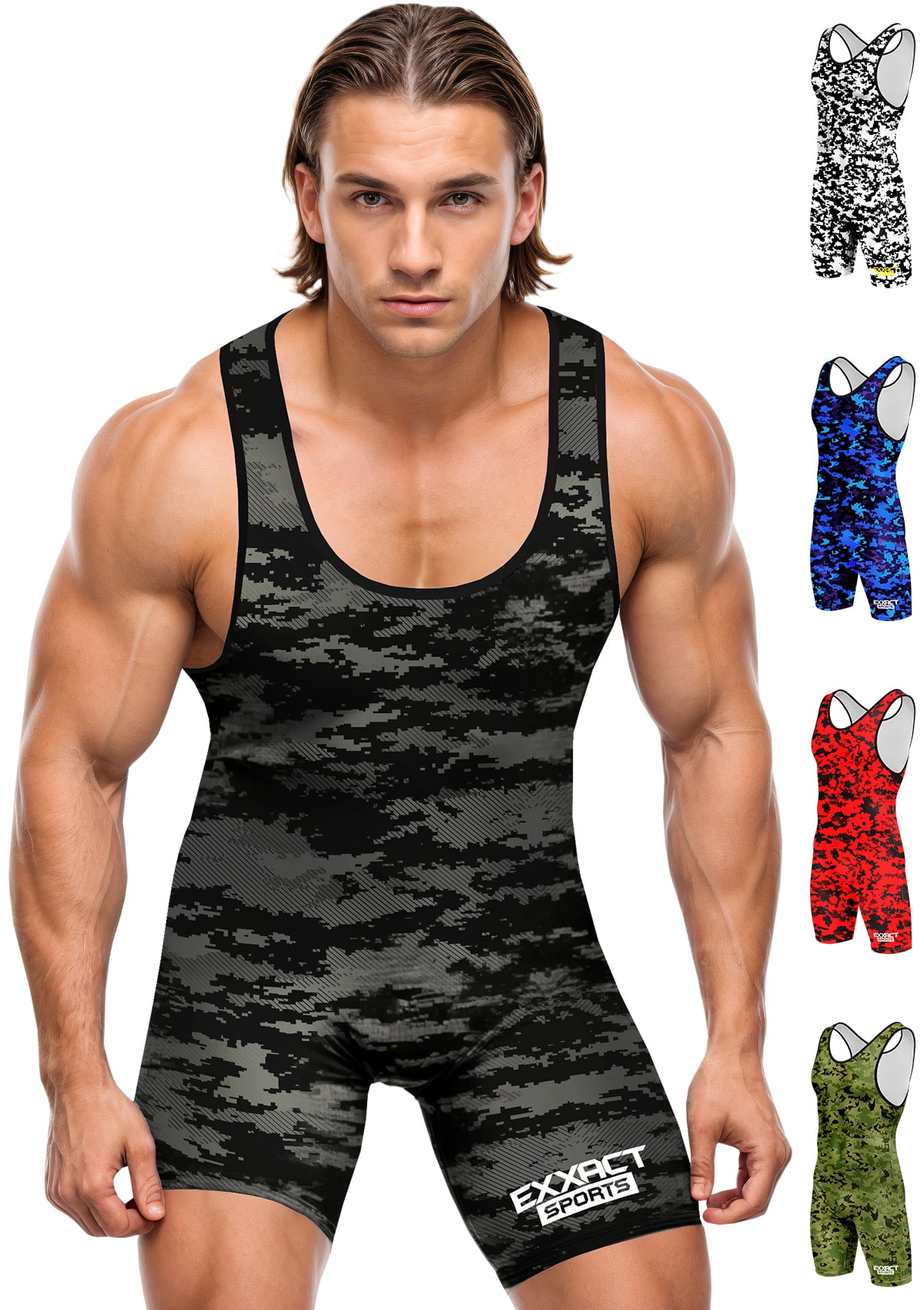 Sinlets Exxact Sports Digital Camouflage Men's Wrestling Singlet, High ...