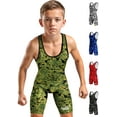 thumbnail image 1 of Exxact Sports Digital Camouflage Youth Wrestling Singlet For Boys, Premium Powerlifting Singlet, Kids Wrestling Singlets For Training (YS, Green Camo), 1 of 7