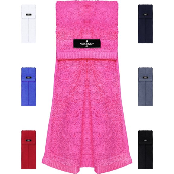 Exxact Sports Football Towel with Hook & Loop Fastener, Quarterback QB Sports Towel to Clean Hands, Visor and Gloves - Highly Absorbent, Quick Dry (Pink)