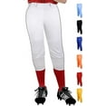 thumbnail image 1 of Exxact Sports Womens Softball Pants Knicker/Yoga Style Knee Length, 4-Way Stretch Low Rise Softball Pants for Women - (AL, White/Black Braid), 1 of 7