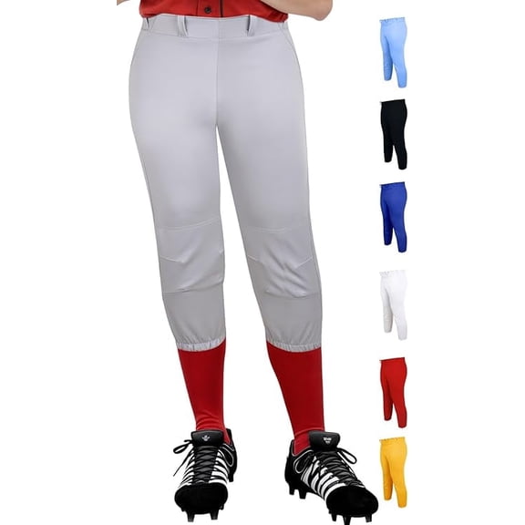 Exxact Sports Girls Softball Pants Knicker/Yoga Style Knee Length, 4-Way Stretch Low Rise Youth Softball Pants for Girls - (YM, Grey)