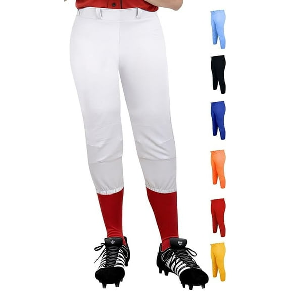 Exxact Sports Girls Softball Pants Knicker/Yoga Style Knee Length, 4-Way Stretch Low Rise Youth Softball Pants for Girls - (YS, White)