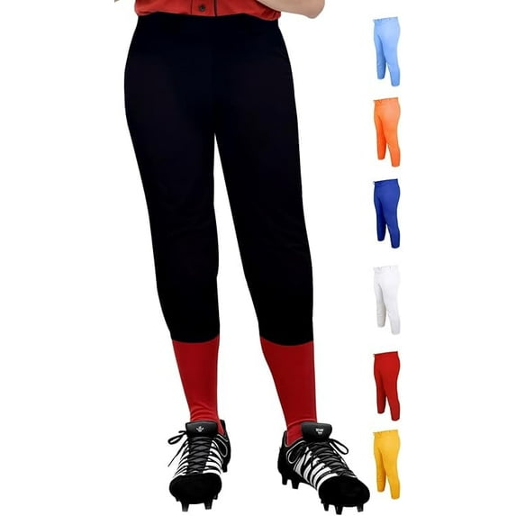 Exxact Sports Girls Softball Pants Knicker/Yoga Style Knee Length, 4-Way Stretch Low Rise Youth Softball Pants for Girls - (YXL, Black)