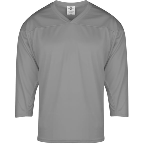 Exxact Sports Hockey Jerseys For Men, Hockey Practice Jersey Adult, Full Sleeve Hockey Blank Jersey, Ice Hockey Jersey (Silver, Adult Medium)