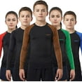thumbnail image 1 of Exxact Sports Kids BJJ Rash Guard Long Sleeve, Ranked No Gi Jiu Jitsu Compression Shirt for Boys & Girls for MMA, Wrestling - (Black/Brown, YL), 1 of 7