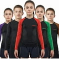 thumbnail image 1 of Exxact Sports Kids BJJ Rash Guard Long Sleeve, Ranked No Gi Jiu Jitsu Compression Shirt for Boys & Girls for MMA, Wrestling - (Black/Red, YL), 1 of 7