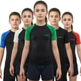 thumbnail image 1 of Exxact Sports Kids BJJ Rash Guard Short Sleeve, Ranked No Gi Jiu Jitsu Compression Shirt for Boys & Girls for MMA, Wrestling - (Black/Green, YS), 1 of 7