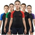 thumbnail image 1 of Exxact Sports Kids BJJ Rash Guard Short Sleeve, Ranked No Gi Jiu Jitsu Compression Shirt for Boys & Girls for MMA, Wrestling - (Black/Red, YXS), 1 of 7