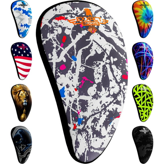 Exxact Sports Lightweight Athletic Cup Mens & Boys with Soft Rim Comfort for Superior Support, Baseball Cup Youth Boys for T-ball, Football, Lacrosse, Hockey Groin Protector (X-Small, Marble)