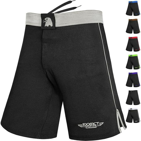 Exxact Sports MMA Shorts, IBJJF Ranked No Gi BJJ Jiu Jitsu Shorts for Men, Boxing, Cross Training & Grappling Shorts (Silver, AL)