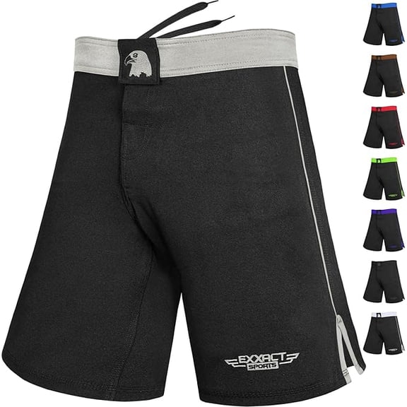 Exxact Sports MMA Shorts, IBJJF Ranked No Gi BJJ Jiu Jitsu Shorts for Men, Boxing, Cross Training & Grappling Shorts (Silver, AL)