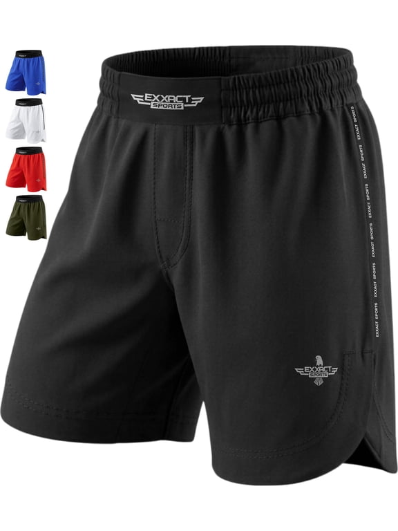 MMA Shorts, No Gi BJJ Shorts for Men for Boxing, UFC, Kickboxing, Grappling, Jiu Jitsu & Cross Training (Black, 2X-Large)