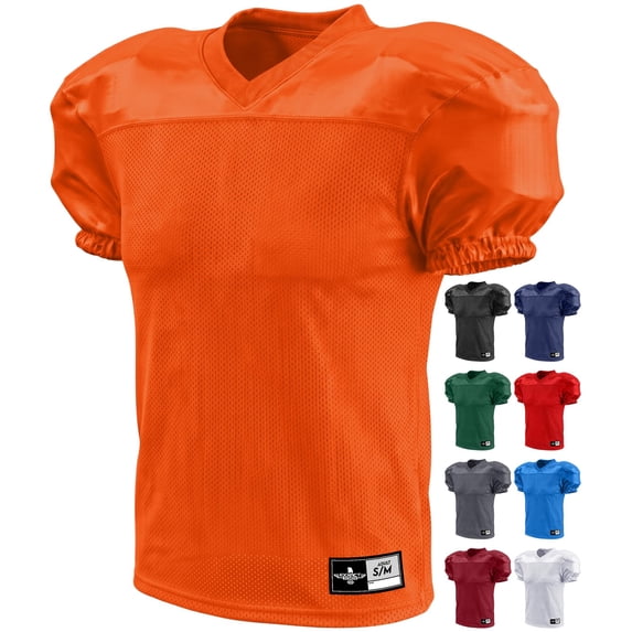 Exxact Sports Men’s Football Practice Jersey - Pro-Style, Lightweight & Breathable Mesh Football Jersey For Men (Orange , Adult 2XL / 3XL)