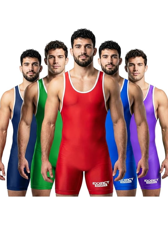Men's Wrestling Singlet, High Performance Powerlifting Singlet Wrestling Singlets for Men - (Red, AXL)