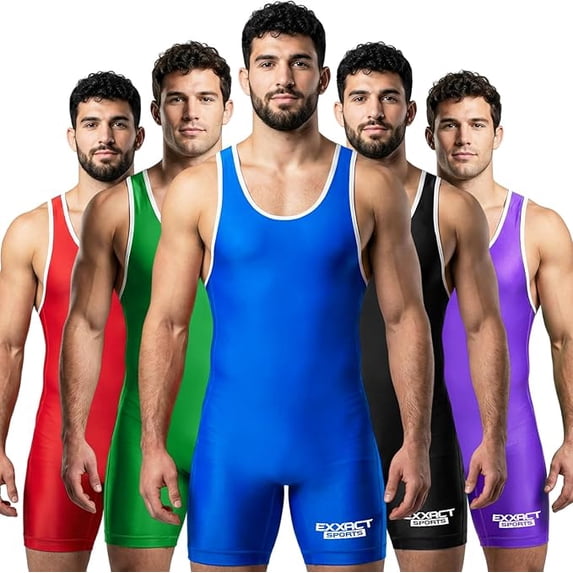 Exxact Sports Men's Wrestling Singlet, High Performance Powerlifting Singlet Wrestling Singlets for Men - Singlets (Royal, A2XL)