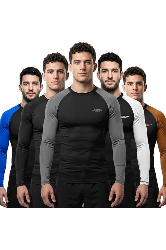Men’s BJJ Rash Guard Long Sleeve, IBJJF Ranked No Gi Jiu Jitsu Compression Shirt for MMA Grappling & Wrestling - (Black/Grey, AXL)