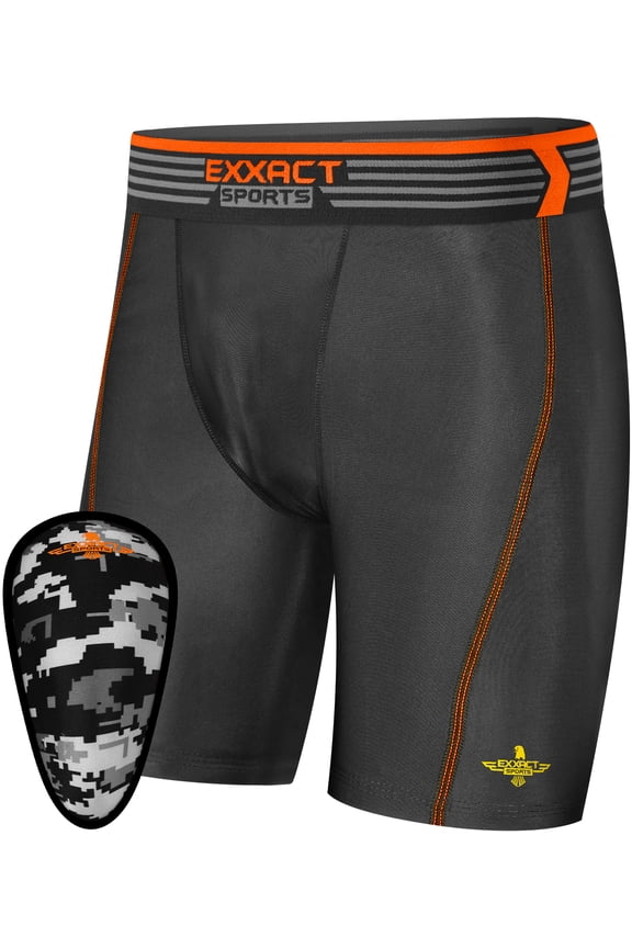 Mens Compression Shorts with Soft Athletic Cup for Baseball Football Hockey, Mens Cup Underwear with Cup - (AL, Black)