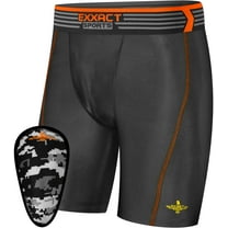 Exxact Sports Mens Compression Shorts with Soft Athletic Cup for Baseball Football Hockey, Mens Cup Underwear with Cup - (AS, Black)