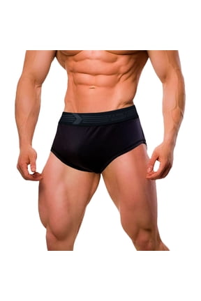 Mens Elite Classic Bodybuilding Posing Trunks - Mens Trunk Underwear Posing Suits Competition, Boxer Trunk (Black, AS)
