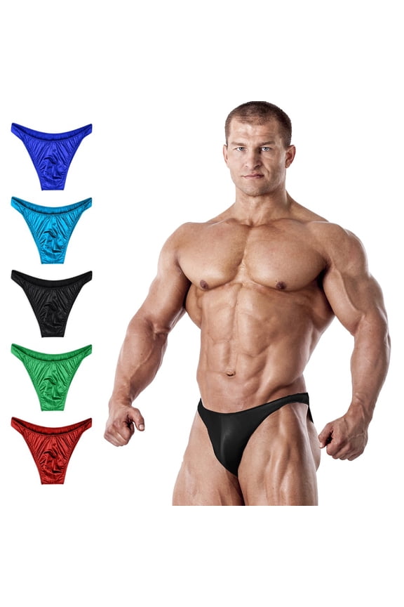 Mens V Cut Competition Bodybuilding Posing Trunks - NPC IFBB Mens Trunk Underwear Posing Suits, Adult Bodybuilding Trunk (Black, Large)