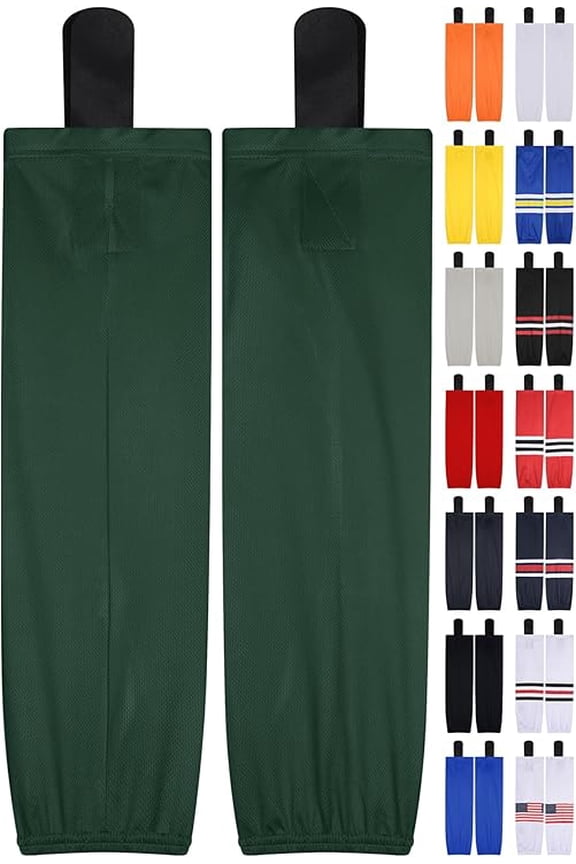 Mesh Hockey Socks - Dry Fit Breathable Ice Hockey Socks for Men, Boys, Youth & Adult Players with Stay Up Fit (Large, Dark Green)