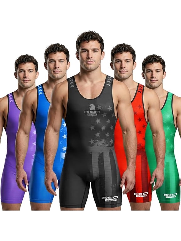 Patriot Men's Wrestling Singlet, High-Performance Powerlifting Singlet, Wrestling Singlets for Men (AS, Black)