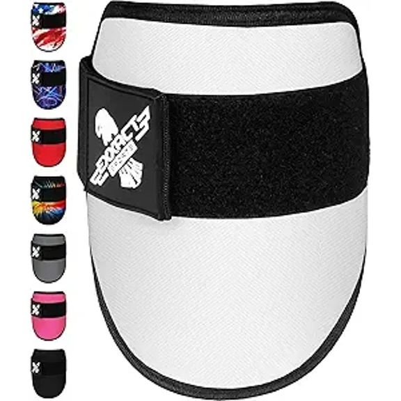 Exxact Sports Plain Baseball Elbow Guard Youth & Adult , Batters Softball Elbow Guard Baseball with Adjustable Straps - (White, Youth)