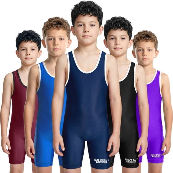 Exxact Sports Plain Youth Wrestling Singlet For Boys, Premium Powerlifting Singlet, Kids Wrestling Singlets For Training - (Navy, YXS)