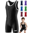thumbnail image 1 of Exxact Sports Plain Youth Wrestling Singlet For Boys, Premium Powerlifting Singlet, Kids Wrestling Singlets For Training - (Black, Y2XS), 1 of 5