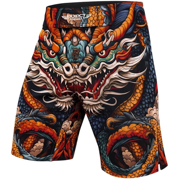 Exxact Sports Pro MMA Shorts, No-Gi BJJ Jiu Jitsu Shorts for Men, Boxing, UFC, Cross Training, Kickboxing & Grappling Shorts (Dragon, Adult X-Large)