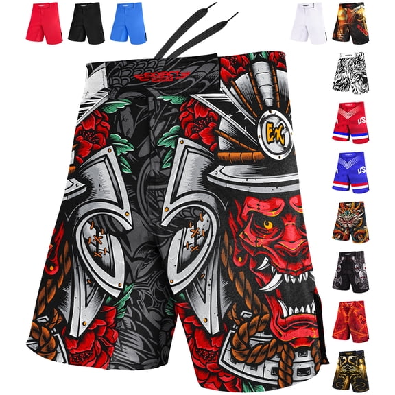 Exxact Sports Pro MMA Shorts, No-Gi BJJ Jiu Jitsu Shorts for Men, Boxing, UFC, Cross Training, Kickboxing & Grappling Shorts (Samurai, Adult Medium)
