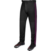 Exxact Sports Proline Full Length Baseball Pants Youth with Stripes, Relaxed Fit Open Bottom Boys Baseball Pants Black/Pink, YXS