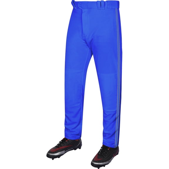 Exxact Sports Proline Full Length Baseball Pants Youth & Adult with Stripes, Relaxed Fit Open Bottom Men/Boys Baseball Pants (Royal Blue/Grey, AS)
