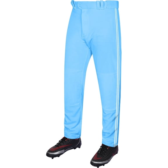 Exxact Sports Proline Full Length Baseball Pants Adult with Stripes, Relaxed Fit Open Bottom Men Baseball Pants (Sky Blue/White, AL)