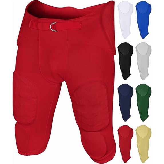 Exxact Sports Proline Men's Integrated Football Pants with 7 Flex Pads, Lightweight Football Practice Pants for Protection (A2XL, Red)