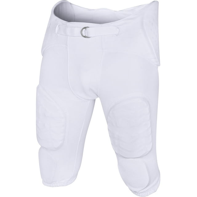 Exxact Sports Proline Mens Integrated Football Pants with 7 Flex Pads, Lightweight Football Practice Pants for Protection (AM, White)