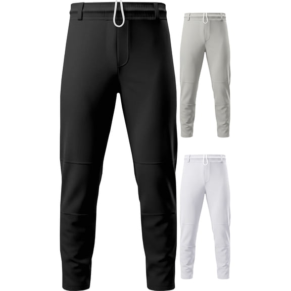 Exxact Sports Pull-Up Youth Baseball Pants with Adjustable Drawstring, Full-Length, No-Fly, Open Bottom Boys Baseball Pants - (YS, Black)