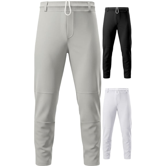 Exxact Sports Pull-Up Youth Baseball Pants with Adjustable Drawstring, Full-Length, No-Fly, Open Bottom Boys Baseball Pants (YS, Grey)