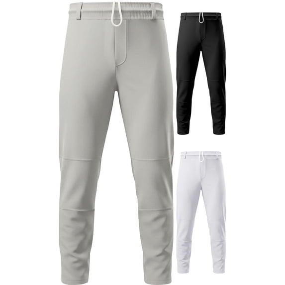 Exxact Sports Pull-Up Youth Baseball Pants with Adjustable Drawstring, Full-Length, No-Fly, Open Bottom Boys Baseball Pants (YS, Grey)