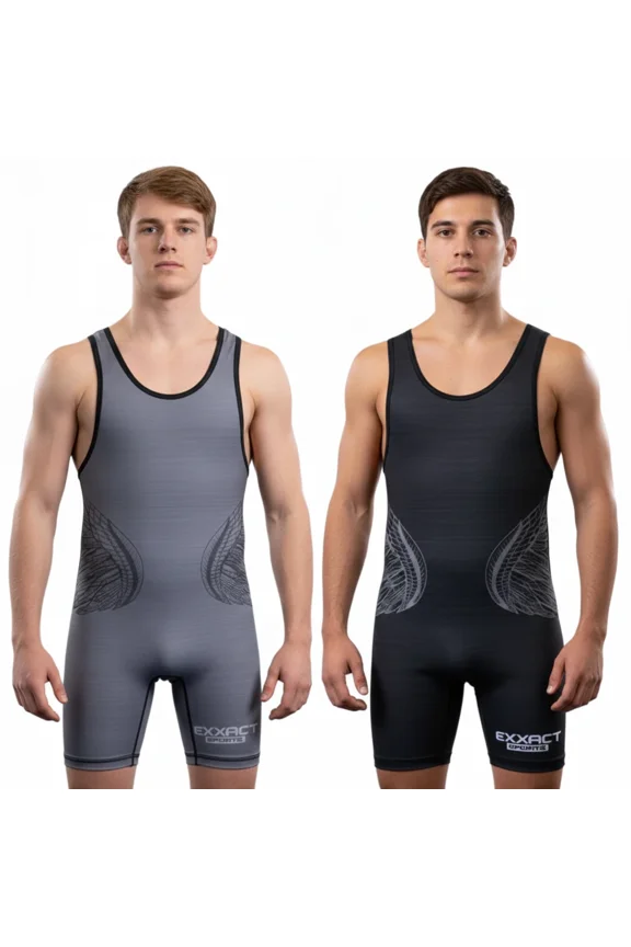 Reversible Men's Wrestling Singlet, High-Performance Powerlifting Singlet, Wrestling Singlets for Men (Black / Gray, A2XL)
