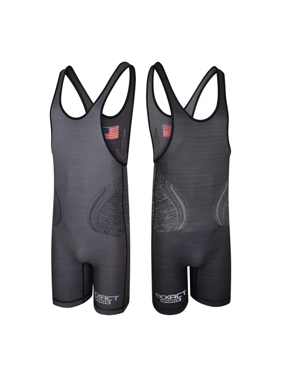 Reversible Youth Wrestling Singlet For Boys, Premium Powerlifting Singlet, Kids Wrestling Singlets For Training (Black / Gray, YS)