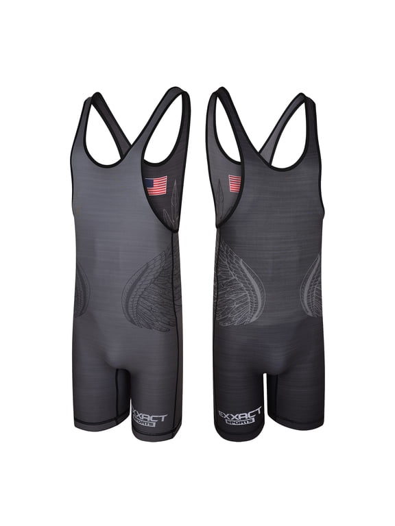 Reversible Youth Wrestling Singlet For Boys, Premium Powerlifting Singlet, Kids Wrestling Singlets For Training (Black / Gray, YM)