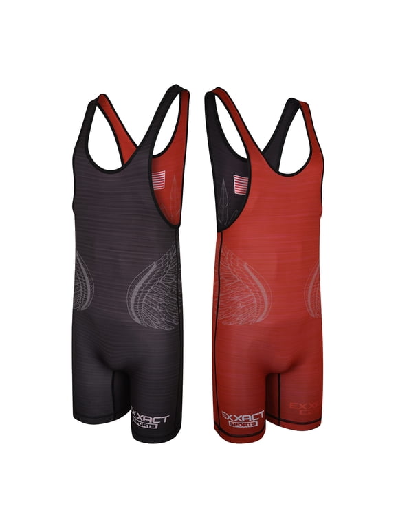 Reversible Youth Wrestling Singlet For Boys, Premium Powerlifting Singlet, Kids Wrestling Singlets For Training (Black / Red, YL)