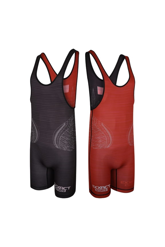 Reversible Youth Wrestling Singlet For Boys, Premium Powerlifting Singlet, Kids Wrestling Singlets For Training (Black / Red, YM)