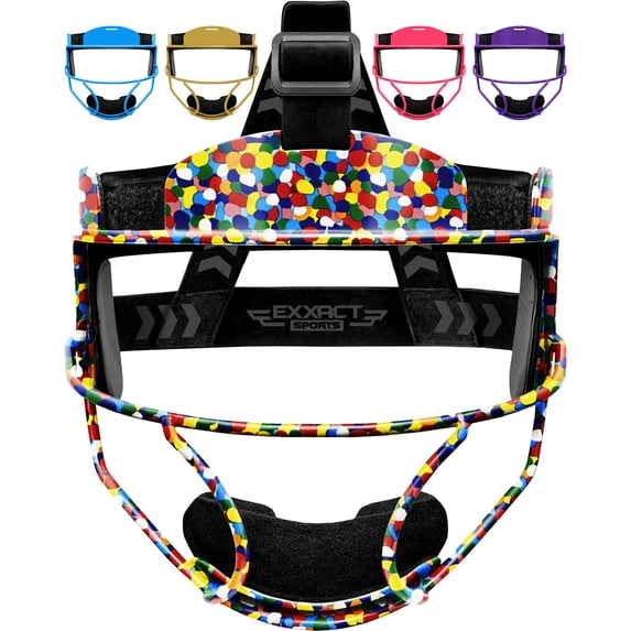 Exxact Sports Softball Face Mask Girls Youth & Adult, Protective Lightweight Fielders Mask Softball For Enhanced Performance (Multi Dots, Youth)