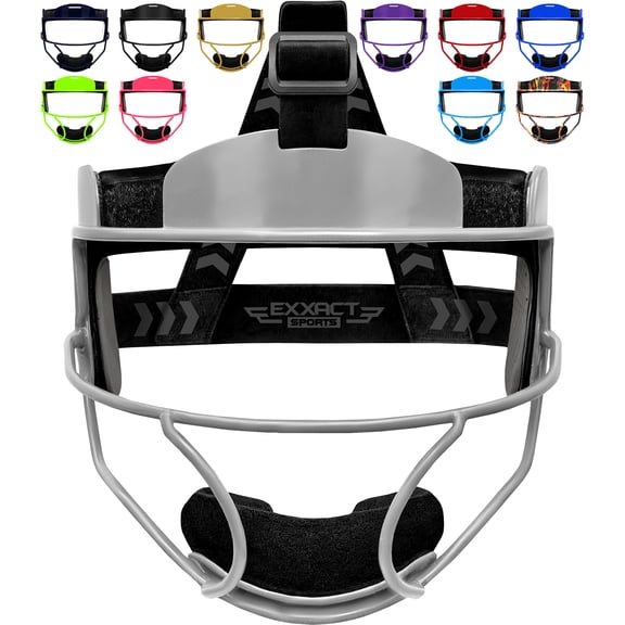 Exxact Sports Softball Face Mask Girls Youth & Adult, Protective Lightweight Fielders Mask Softball For Enhanced Performance (Silver, Adult)