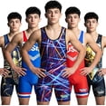 thumbnail image 1 of Exxact Sports Sublimated Men's Wrestling Singlet, High-Performance Powerlifting Singlet, Wrestling Singlets for Men (AS, Lazer), 1 of 7