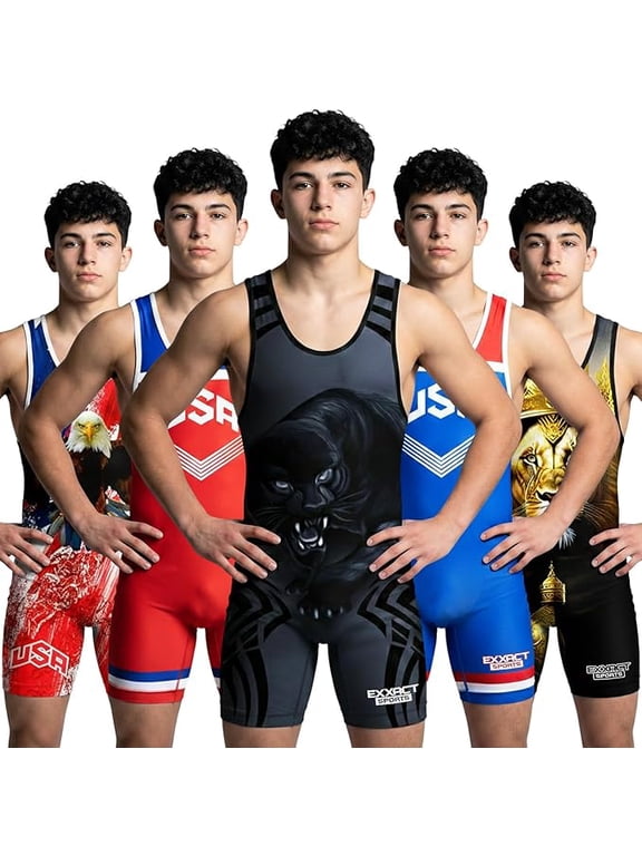 Sublimated Men's Wrestling Singlet, High-Performance Powerlifting Singlet, Wrestling Singlets for Men (AXL, Black Panther)
