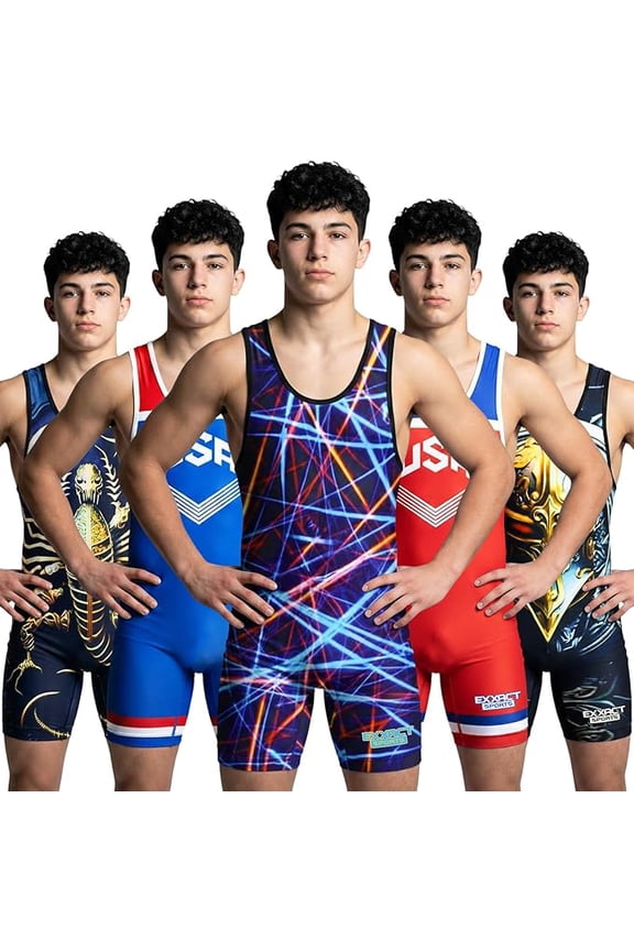 Sublimated Men's Wrestling Singlet, High-Performance Powerlifting Singlet, Wrestling Singlets for Men (AXL, Lazer)